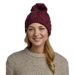 Buff Caryn Knitted Beanie - Dahlia