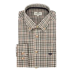 Hoggs Of Fife Garvock Cotton Twill Herringbone Check Shirt - Brown/Green -Apparel Series Shop SHIHOGCOTGARBRG 2
