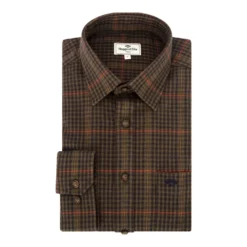 Hoggs Of Fife Harris Cotton/Wool Twill Check Shirt - Green -Apparel Series Shop SHIHOGCOTHARGRE 2