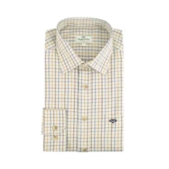 Hoggs Of Fife Inverness Cotton Tattersall Shirt - Brown/Gold/Navy -Apparel Series Shop SHIHOGINVTATBGN 3