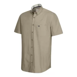 Hoggs Of Fife Tolsta SS Cotton Stretch Plain Shirt - Olive