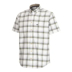 Hoggs Of Fife Tresness SS Cotton Stretch Check Shirt - Olive