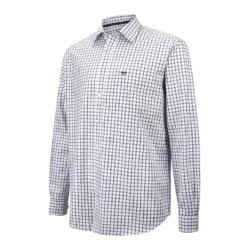 Hoggs Of Fife Turnberry Twill Cotton Shirt - White/Navy Check