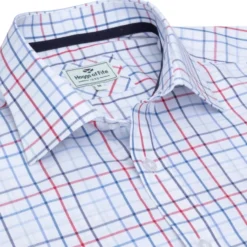 Hoggs Of Fife Turnberry Twill Cotton Shirt - White/Red/Navy Check -Apparel Series Shop SHIHOGTURTWIWRN