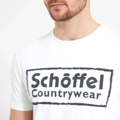 Schoffel Heritage T-Shirt - White/Navy Logo -Apparel Series Shop SHISCHHERTSHWHN