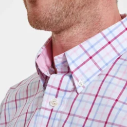 Schoffel Holkham Classic Shirt - Pink/Blue/Raspberry Check -Apparel Series Shop SHISCHHOLSHIPBR 3