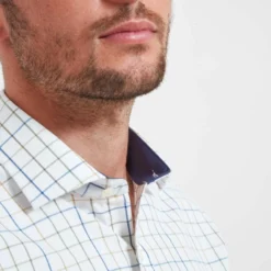 Schoffel Mens Wells Tailored Shirt - Green/Navy/Brown Check -Apparel Series Shop SHISCHWELTAIGNB 3