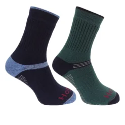 Hoggs Of Fife Tech-Active Socks (Twin Pack) - Green/Navy
