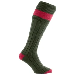 Pennine Byron Childs Socks - Olive/Ruby