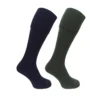 Hoggs Of Fife Plain Turnover Top Stocking - Dark Olive/Navy - Twin Pack