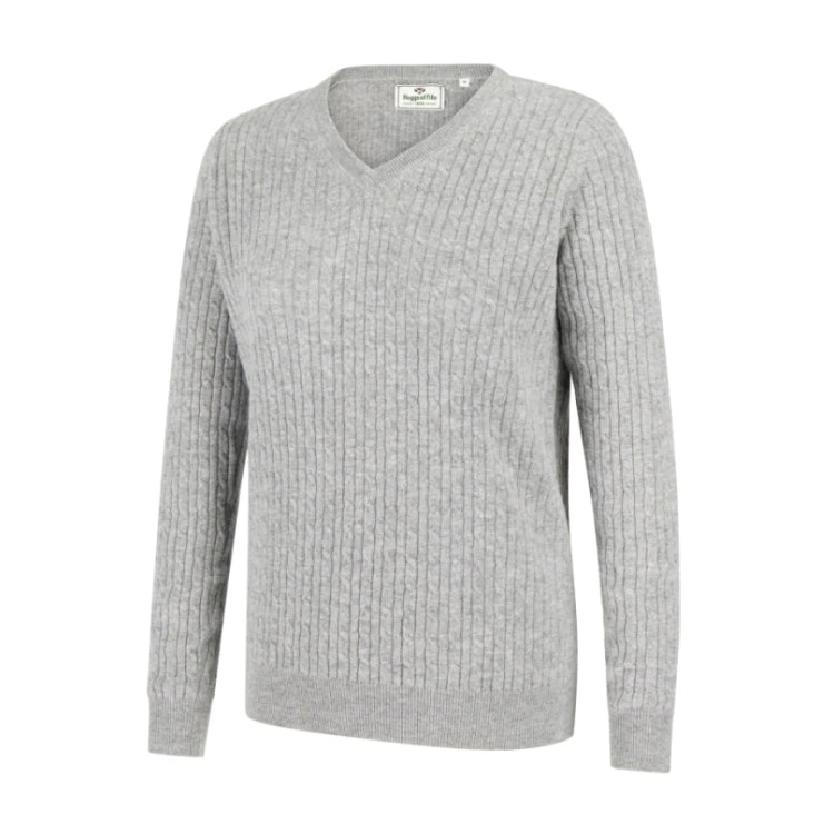Hoggs Of Fife Ladies Lauder Cable Pullover - Grey 1 Hoggs Of Fife Ladies Lauder Cable Pullover - Grey