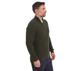Schoffel Cotton Cashmere Cable 1/4 Zip Jumper - Loden -Apparel Series Shop SWESCHCCC014LOD 5