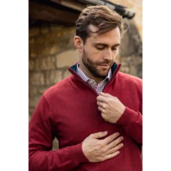 Schoffel Cotton/Cashmere 1/4 Zip Jumper - Chilli -Apparel Series Shop SWESCHCOC14ZCHI 2