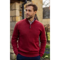 Schoffel Cotton/Cashmere 1/4 Zip Jumper - Chilli -Apparel Series Shop SWESCHCOC14ZCHI 3