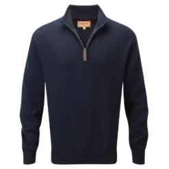 Schoffel Cotton/Cashmere 1/4 Zip Jumper - Navy