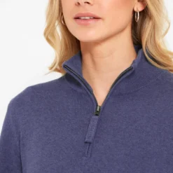 Schoffel Ladies Polperro Pima 1/4 Zip Sweater - French Navy -Apparel Series Shop SWESCHLADPOLFRN 2