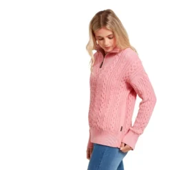 Schoffel Ladies Settle 1/4 Zip Sweater - Dusky Pink -Apparel Series Shop SWESCHLADSETDUP 3
