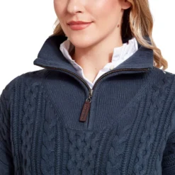 Schoffel Ladies Settle 1/4 Zip Sweater - Slate Navy -Apparel Series Shop SWESCHLADSETSLN