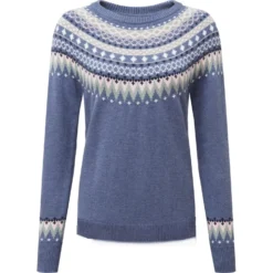 Schoffel Ladies Shetland Fairisle Jumper - Slate Blue Fairisle
