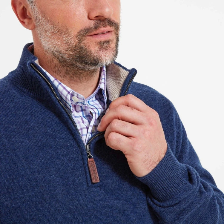 Schoffel Lambswool 1/4 Zip Sweater - Indigo 5 Schoffel Lambswool 1/4 Zip Sweater - Indigo - Image 5