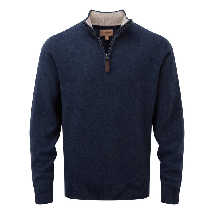 Schoffel Lambswool 1/4 Zip Sweater - Indigo 2 Schoffel Lambswool 1/4 Zip Sweater - Indigo - Image 2