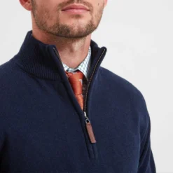 Schoffel Lambswool 1/4 Zip Jumper - Navy -Apparel Series Shop SWESCHLAM14ZNAV 5
