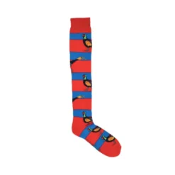 Shuttlesocks Pheasant Long Welly Socks - Red/Blue