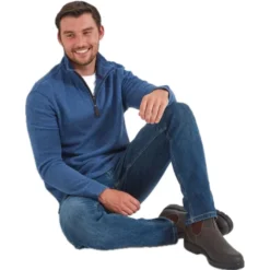 Schoffel Mens Kingsbridge Cotton French Rib 1/4 Zip - French Navy