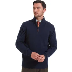 Schoffel Lambswool 1/4 Zip Jumper - Navy